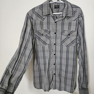 Converse Men's Black and Gray Checkered Shirt